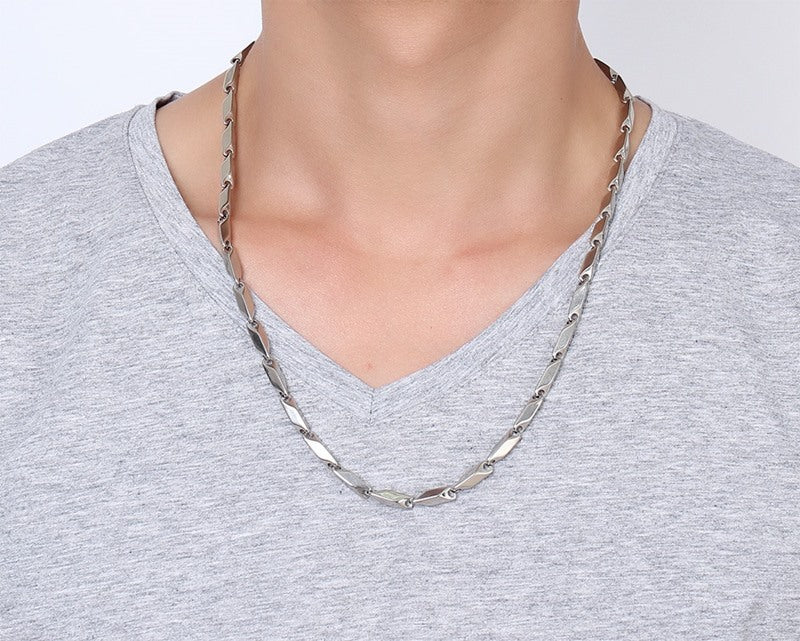 Titanium Steel Necklace Rhombus Chain Men's Jewelry