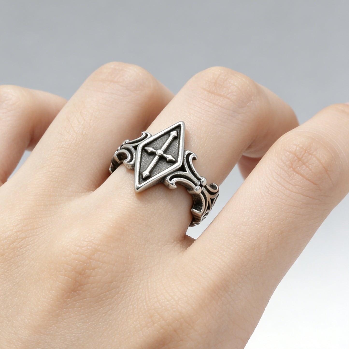 Gothic Cross Titanium Ring Unisex Durable Protection Statement By Planderful For Men And Women