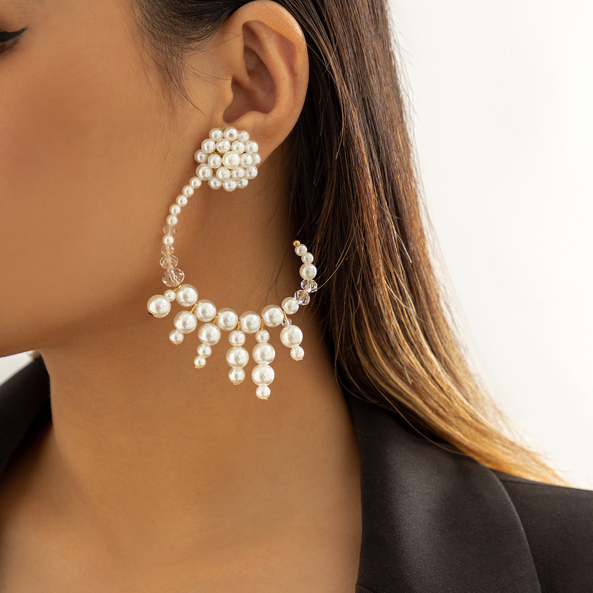 European and American Handmade Pearl Tassel Earrings - Vienna Verve Collection