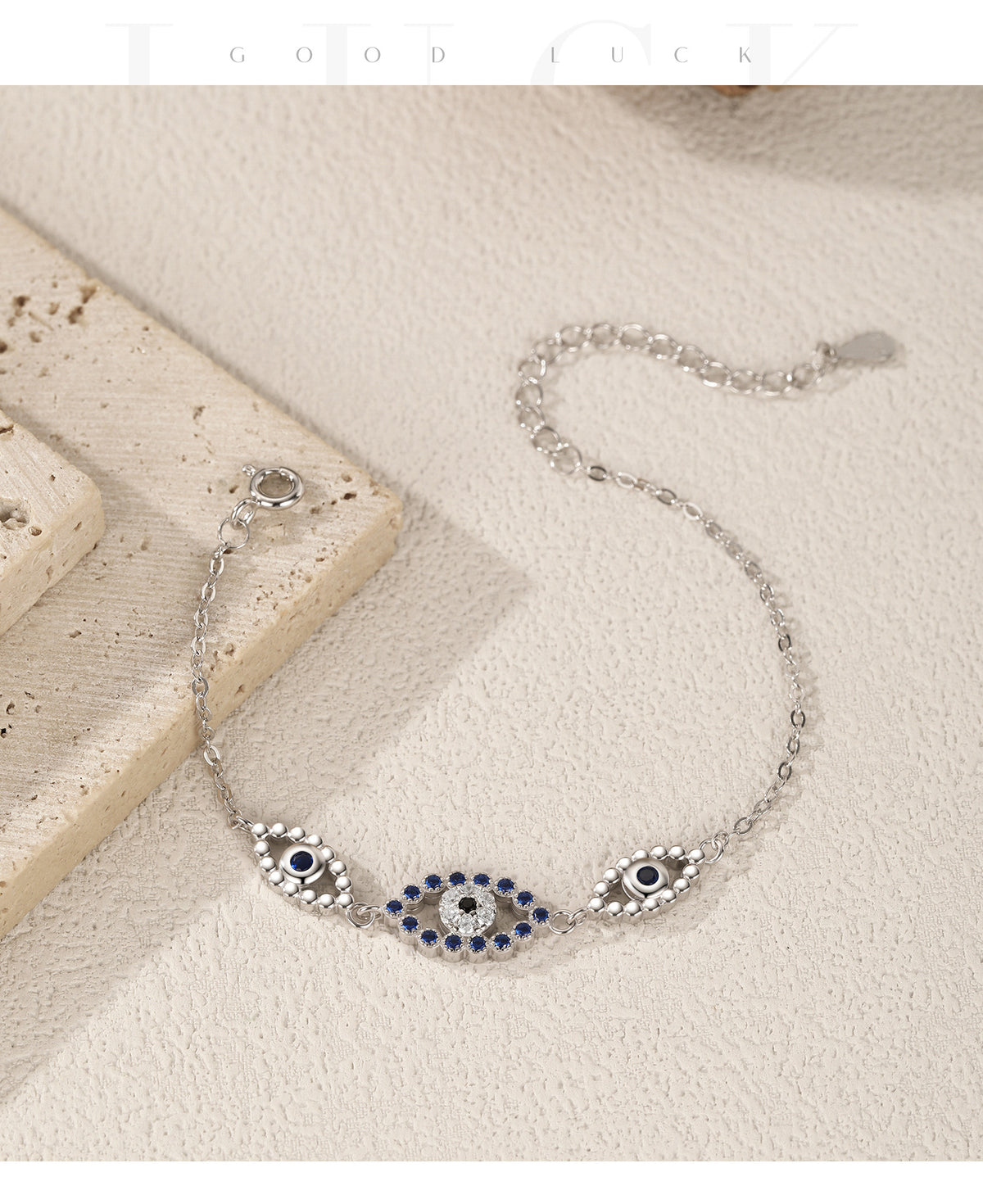 925 Sterling Silver Blue Eye Openwork Bracelet