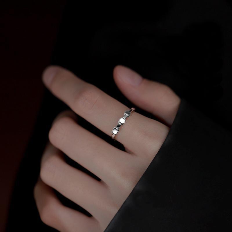 Planderful Sterling Silver Ring For Women Adjustable Square Minimalist Design Premium Niche Fashion Accessory