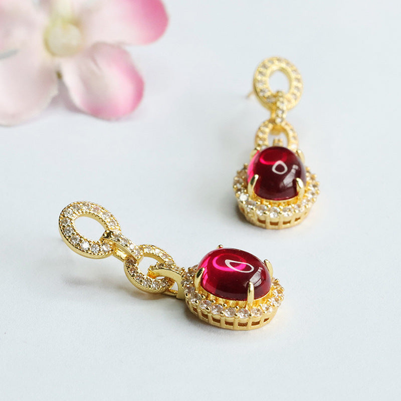 Lab-Grown Ruby Interlocking Stud Earrings