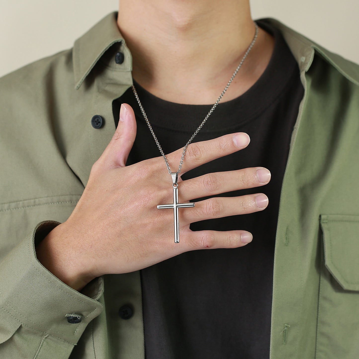 Foreign Trade Accessories Stainless Steel Round Cross Pendant