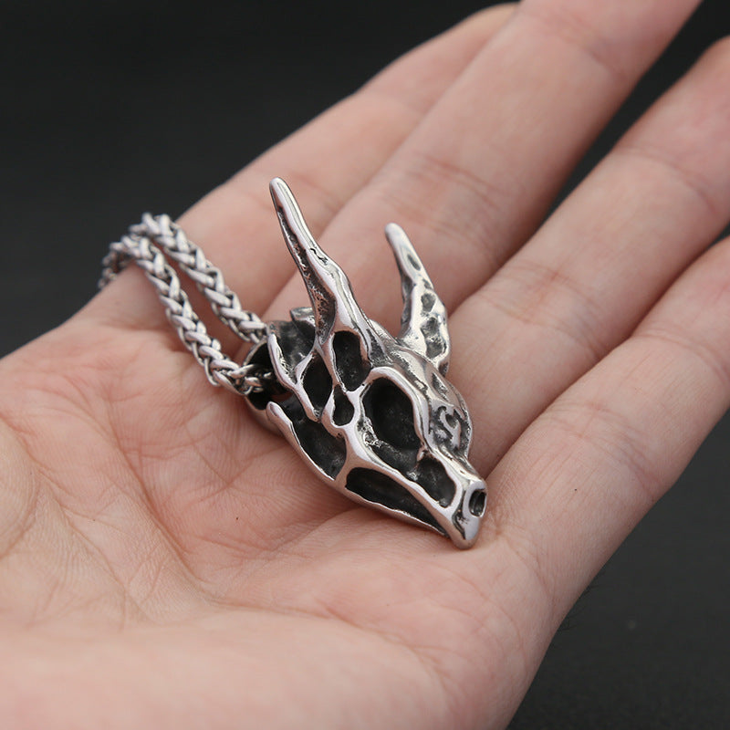 Explosion Retro Punk Skull Faucet Pendant Necklace for Men