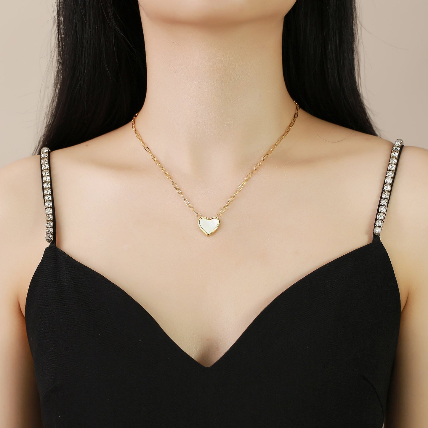 Love Pendant Necklace Stainless Steel Heart Jewelry Gold