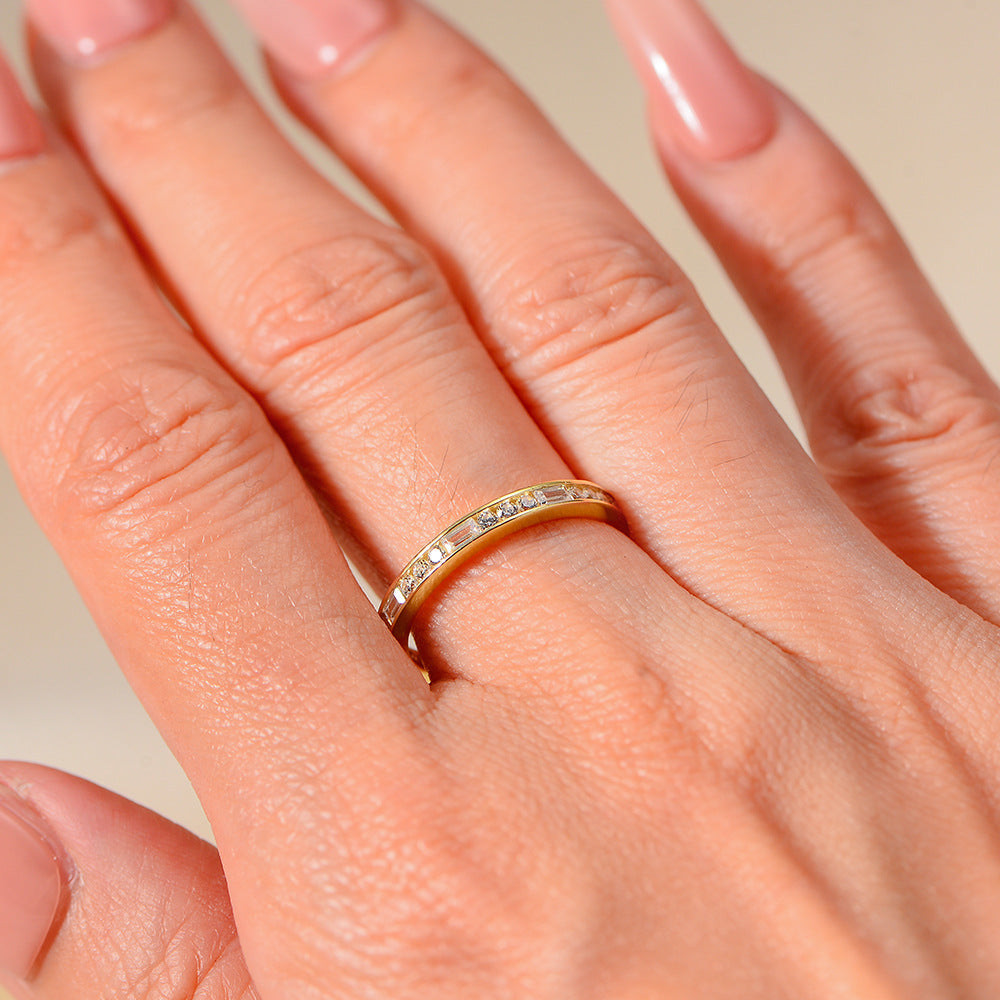 Single Row Full Of Zircon Sterling Silver Ring Sense