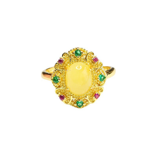 Amber Honey Wax Ring in Palace Style Jewelry Collection