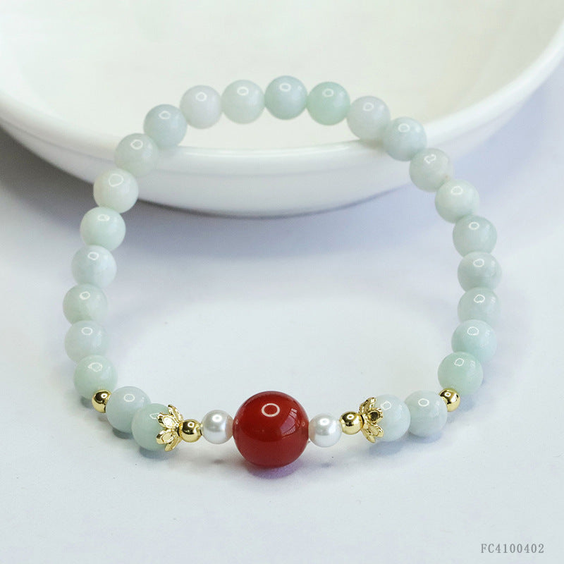 Jadeite Agate Beaded Bracelet