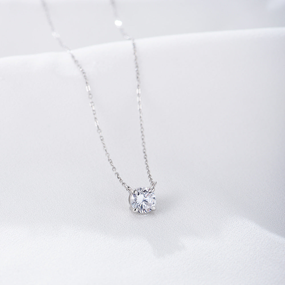 2022 Round Zircon Pendant Sterling Silver Necklace Design Sense