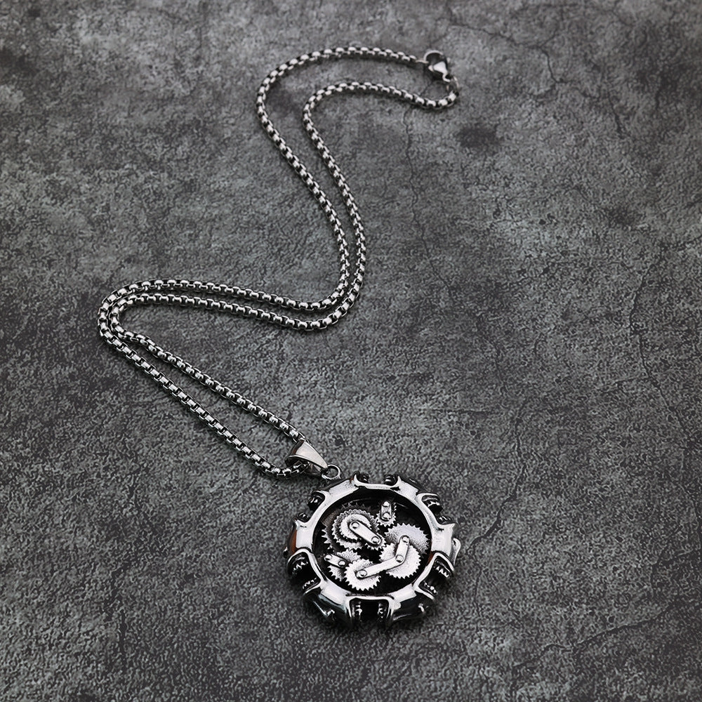 European And American Style Personalized Skull Gear Pendant