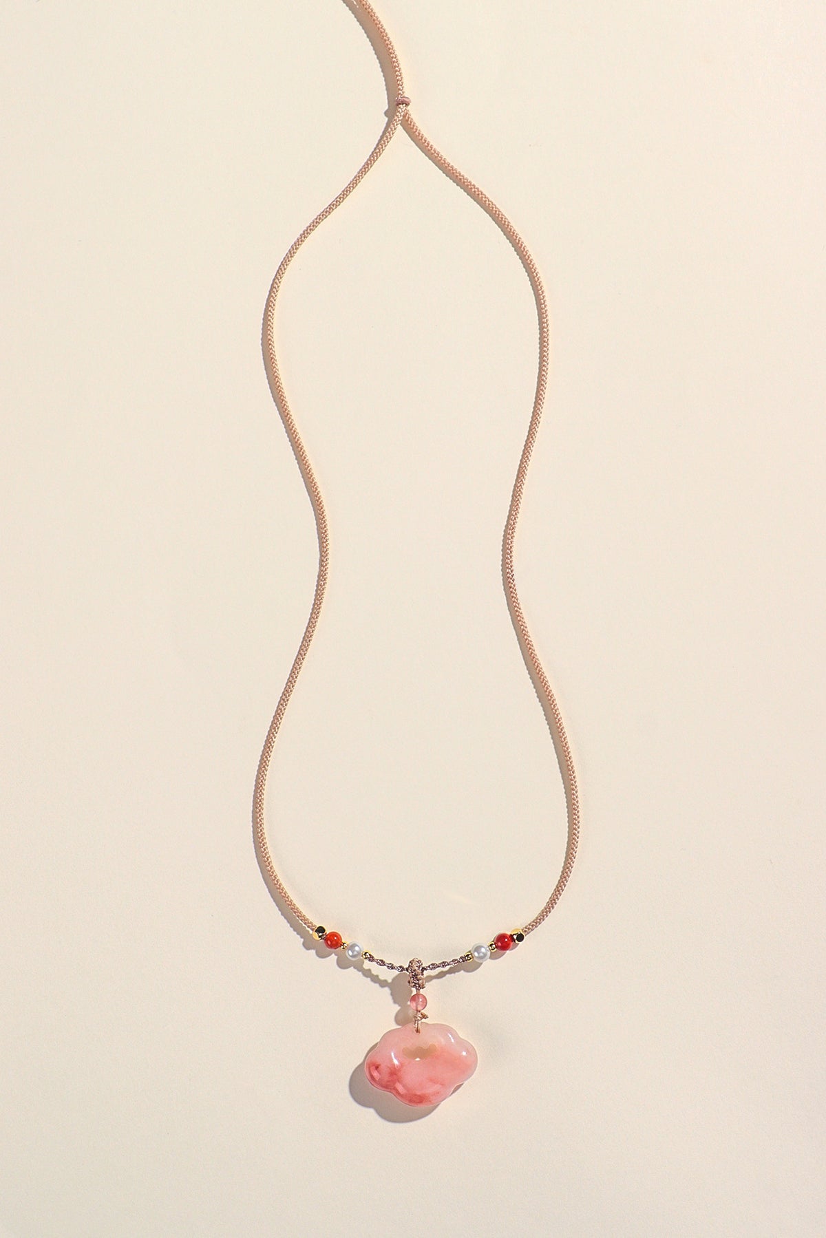 Agate Jade Pearl Ruyi Lock Pendant Necklace