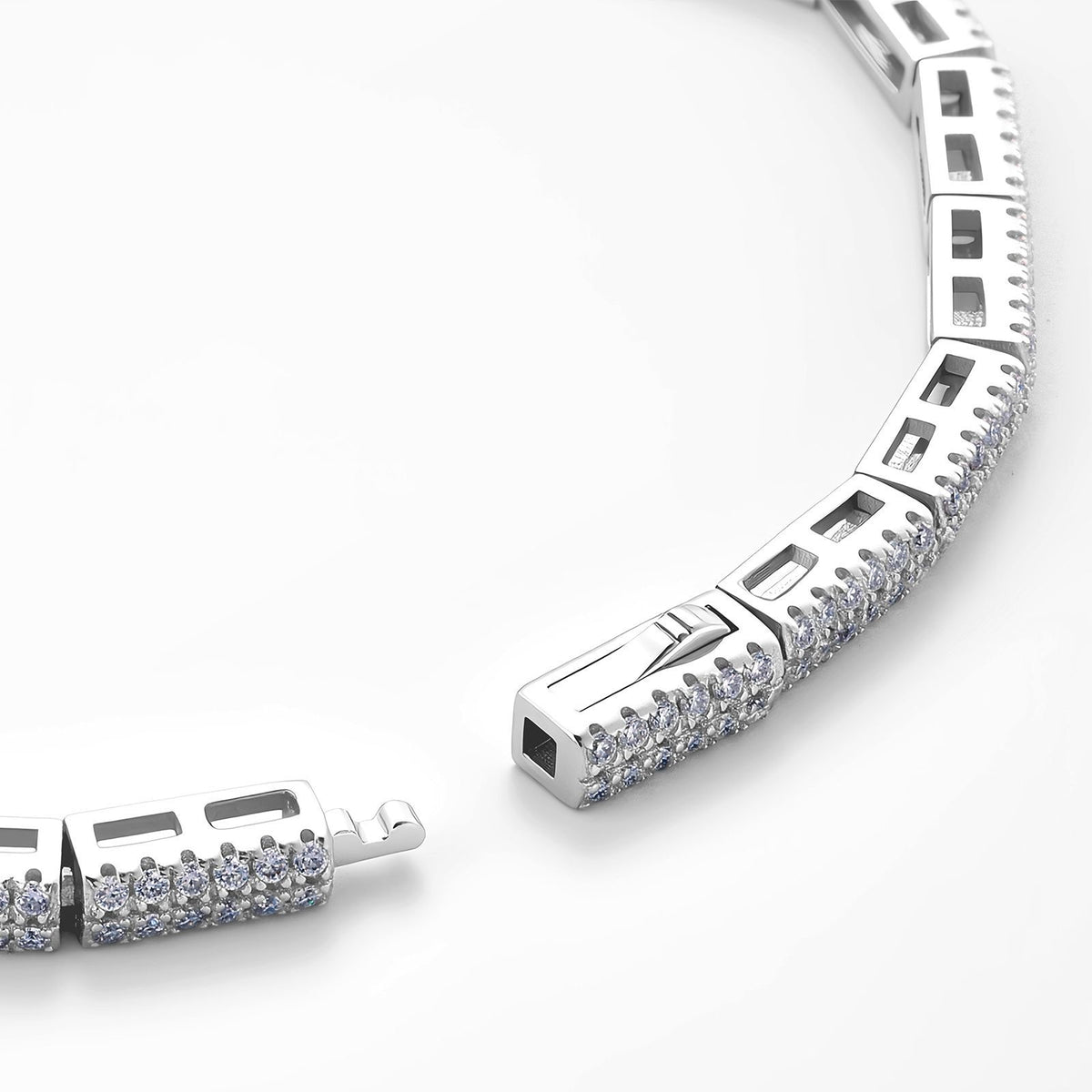 S925 Sterling Silver Moissanite Tennis Pavé Bracelet