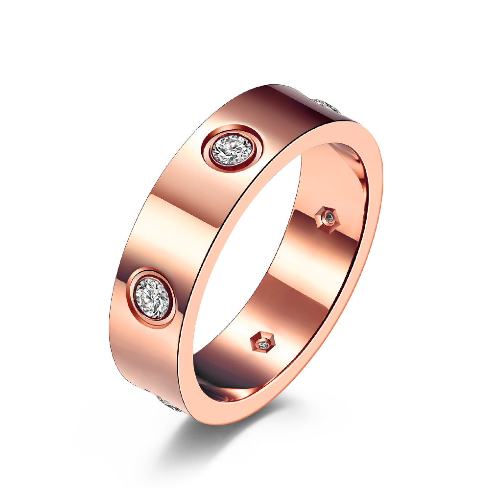 Planderful Titanium Inlaid Zircon Ring Unisex Light Luxury Jewelry For Him And Her Couple Gift