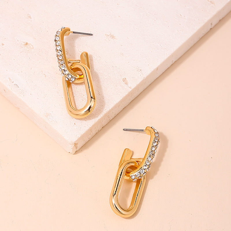 French Chic Oval Chain Hoop Earrings by Planderful - Vienna Verve Collection
