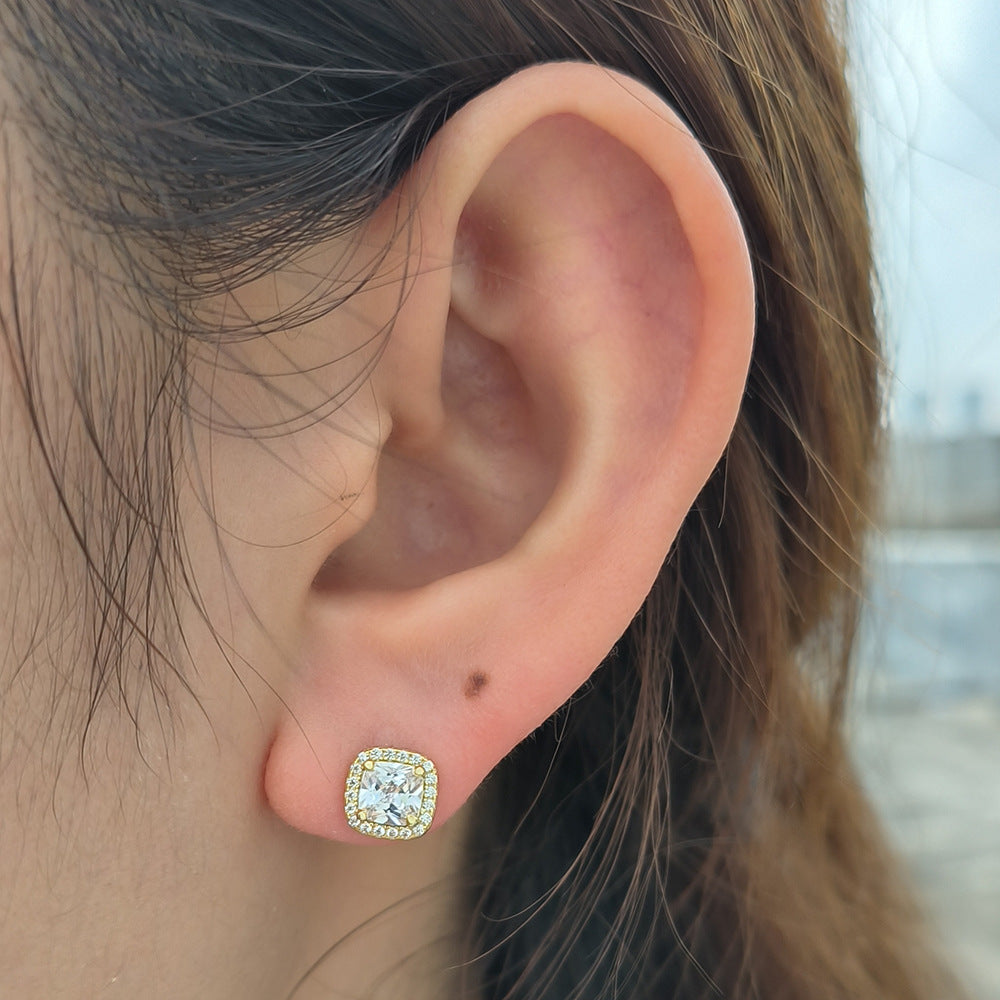 European and American Cross-Border S925 Sterling Silver Zircon Stud Earrings