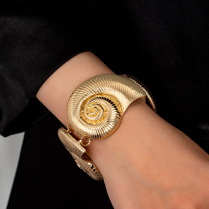 Stylish Metal Spiral Circle Bracelet for Women by Planderful