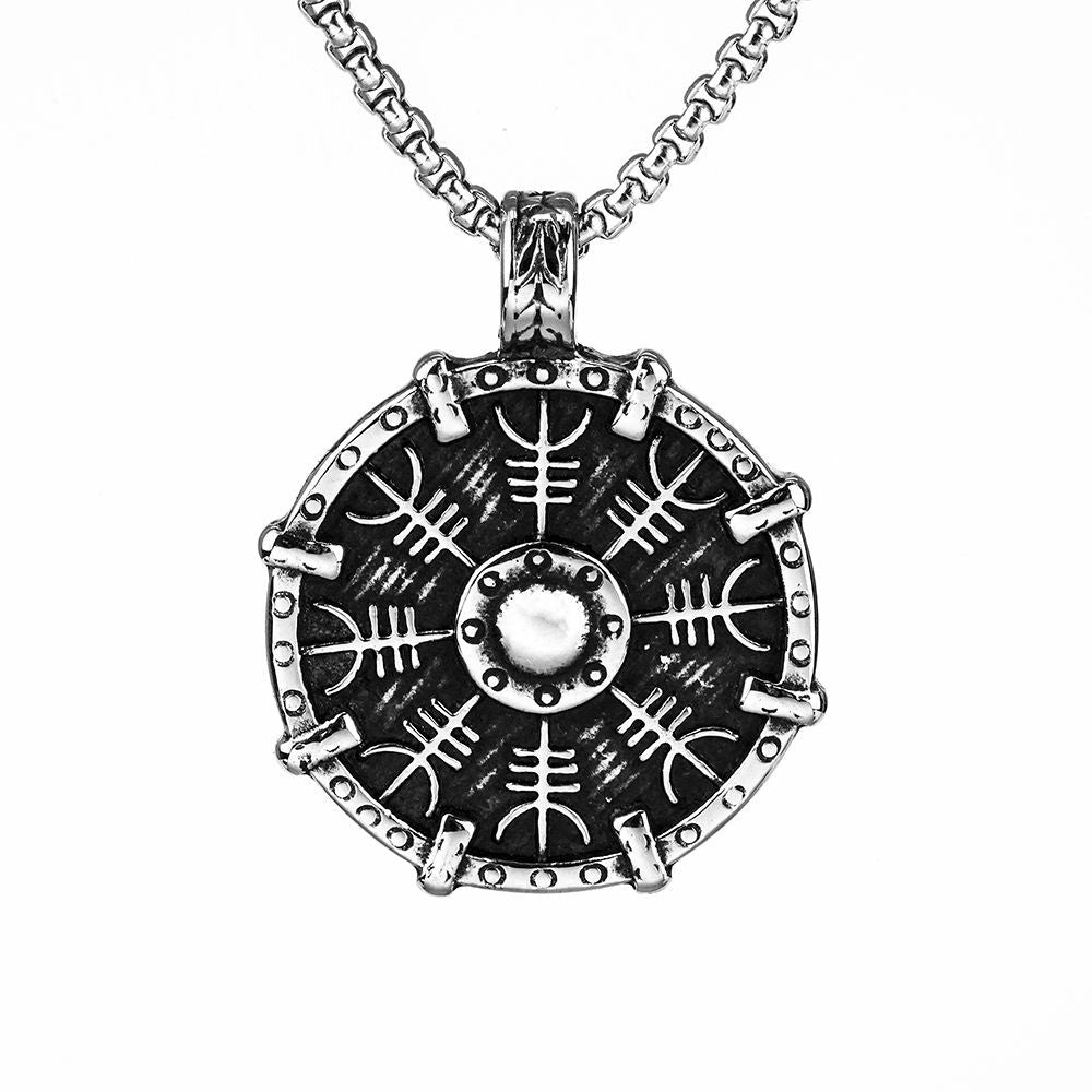 Nordic Vintage Viking Men's Pendant Compass Shield Necklace