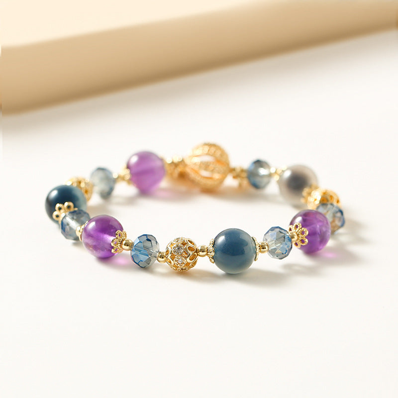 Lavender Amethyst and Crystal Fortune's Favor Sterling Silver Bracelet