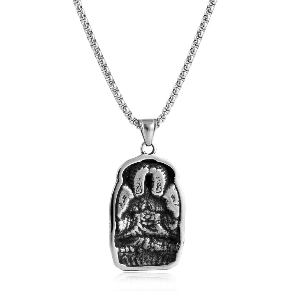 European And American Titanium Steel Buddha Pendant Necklace