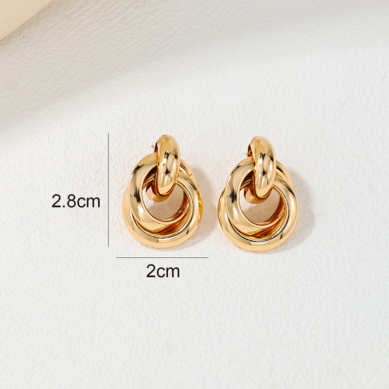 Sophisticated Multi-loop Metal Earrings with Minimalistic Charm