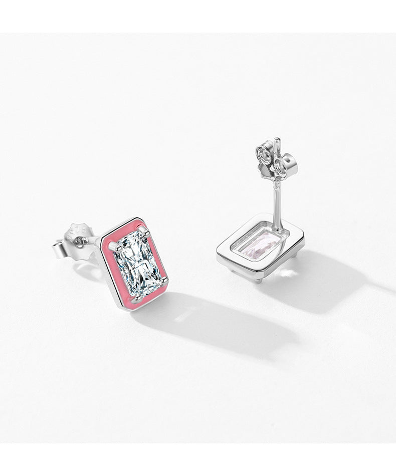 Sterling Silver Zircon Stud Earrings with Celebrity Appeal