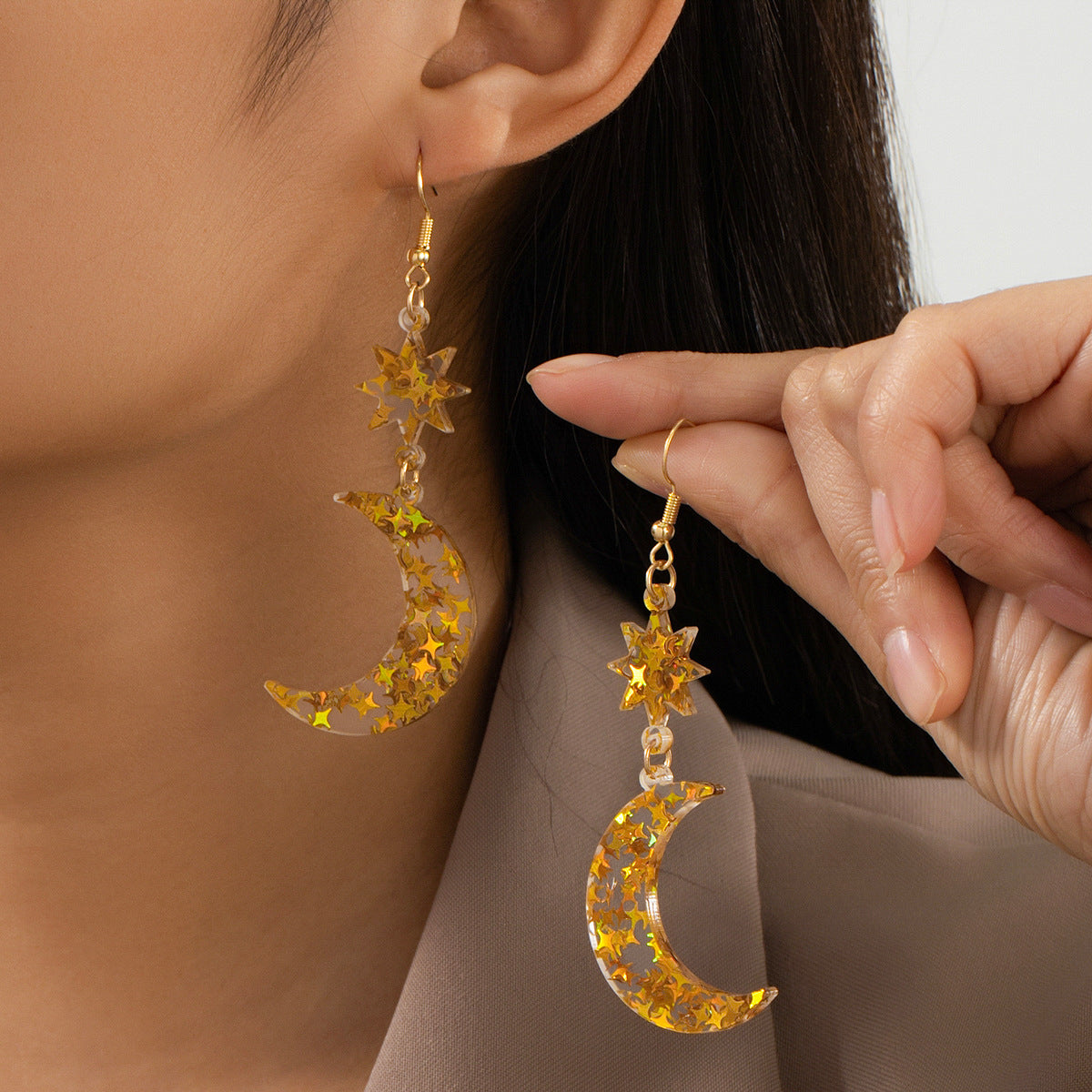 Planderful Vienna Verve Earrings – Stylish Glitter Star Moon Design