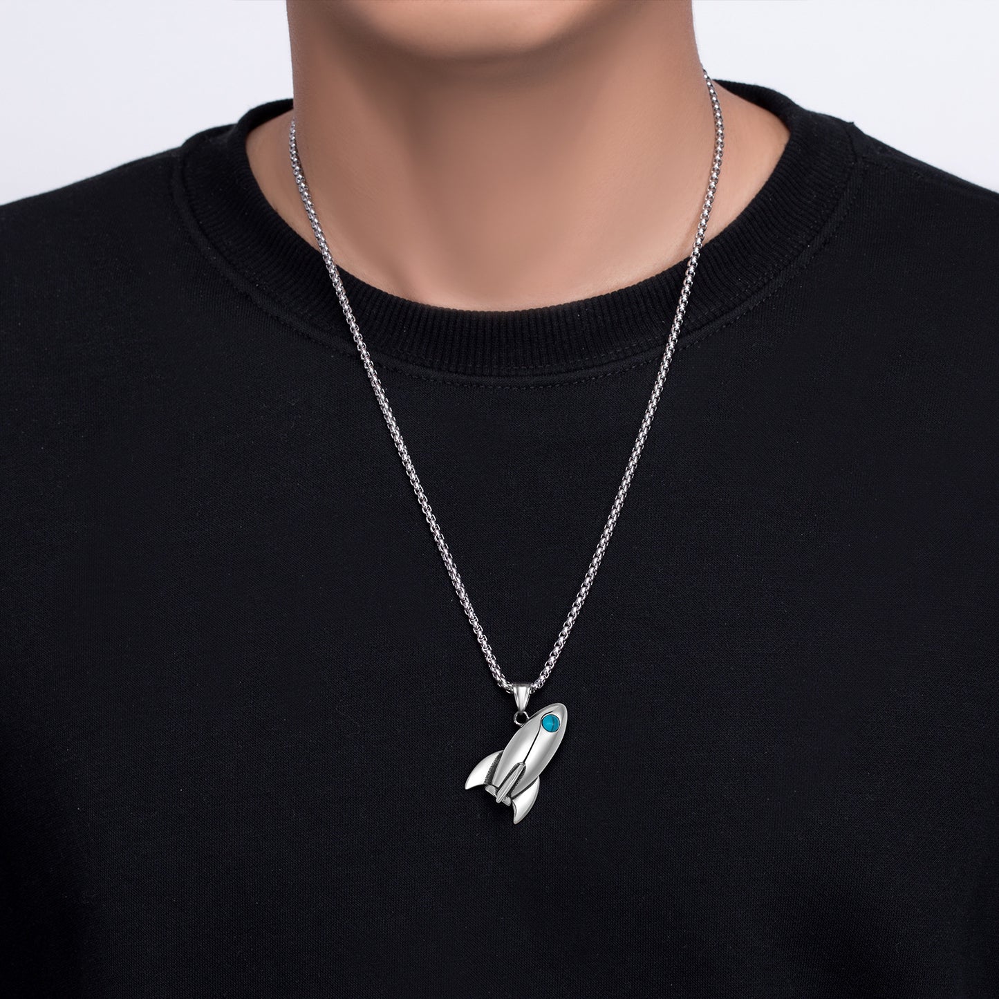 Steel Necklace - Statement Rocket Style For Modern Men Everyday Wear By Planderful