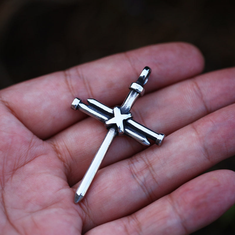 Titanium Steel Retro Cross Pendant for Men - Stainless Steel Casting Nail Jewelry