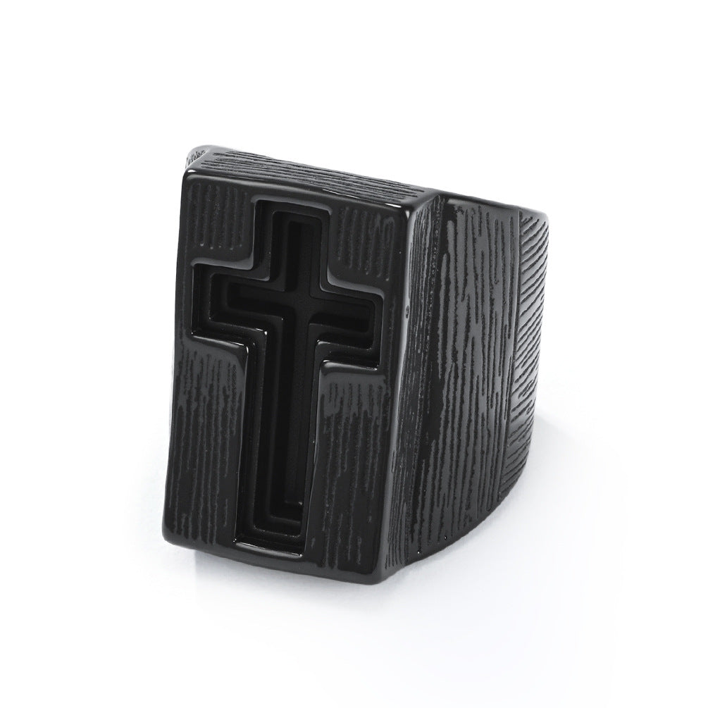 Planderful Cross Titanium Ring For Men Durable Punk Style