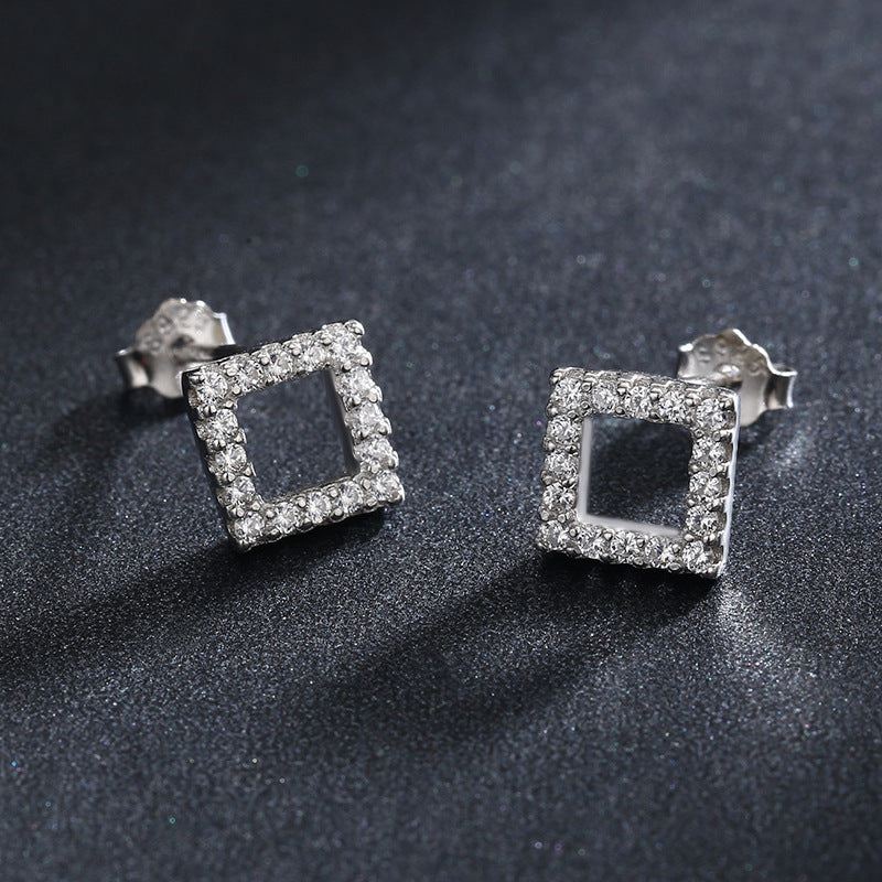 Exquisite S925 Silver Micro-inlaid Square Earrings