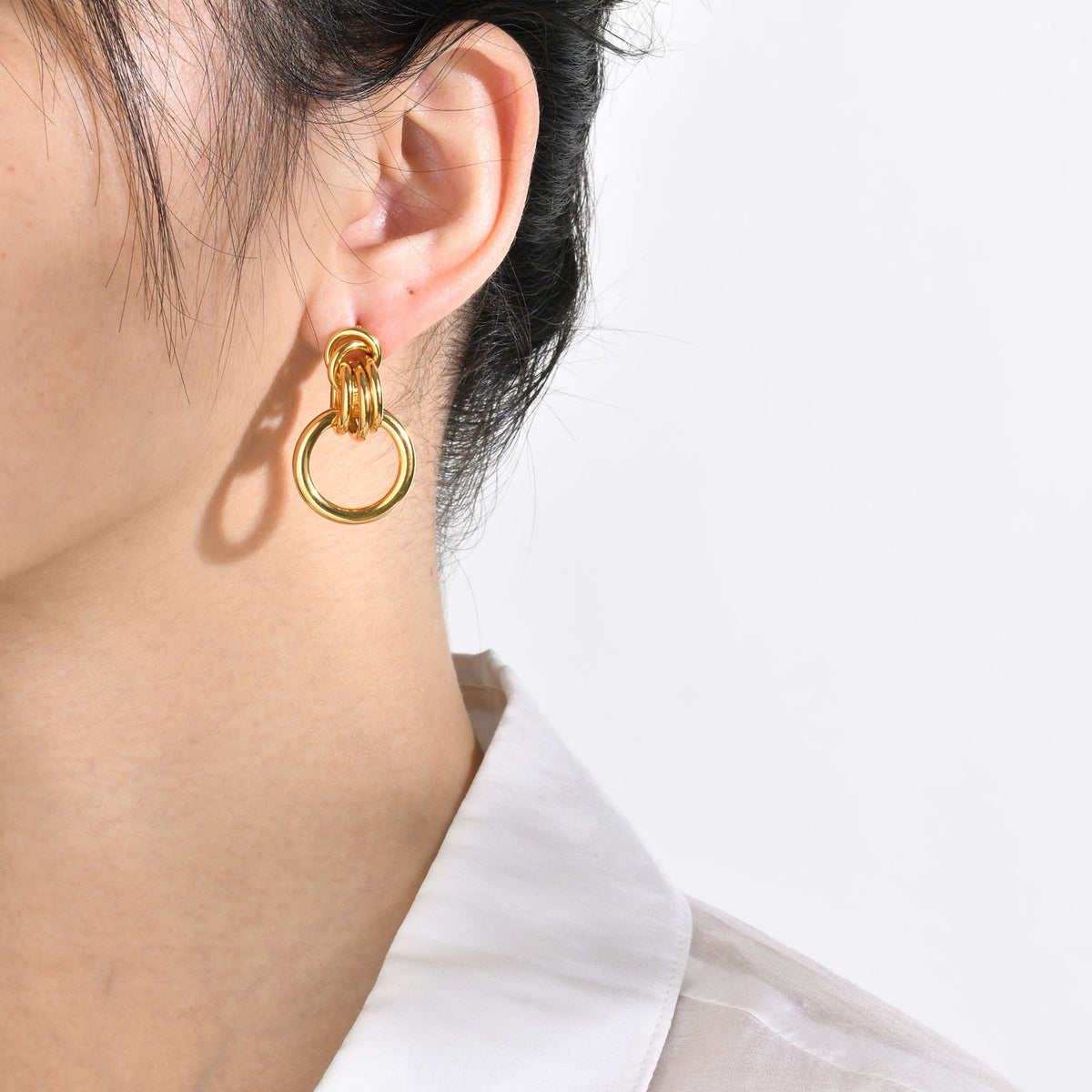 Modern Gold-Tone Stainless Steel Earrings