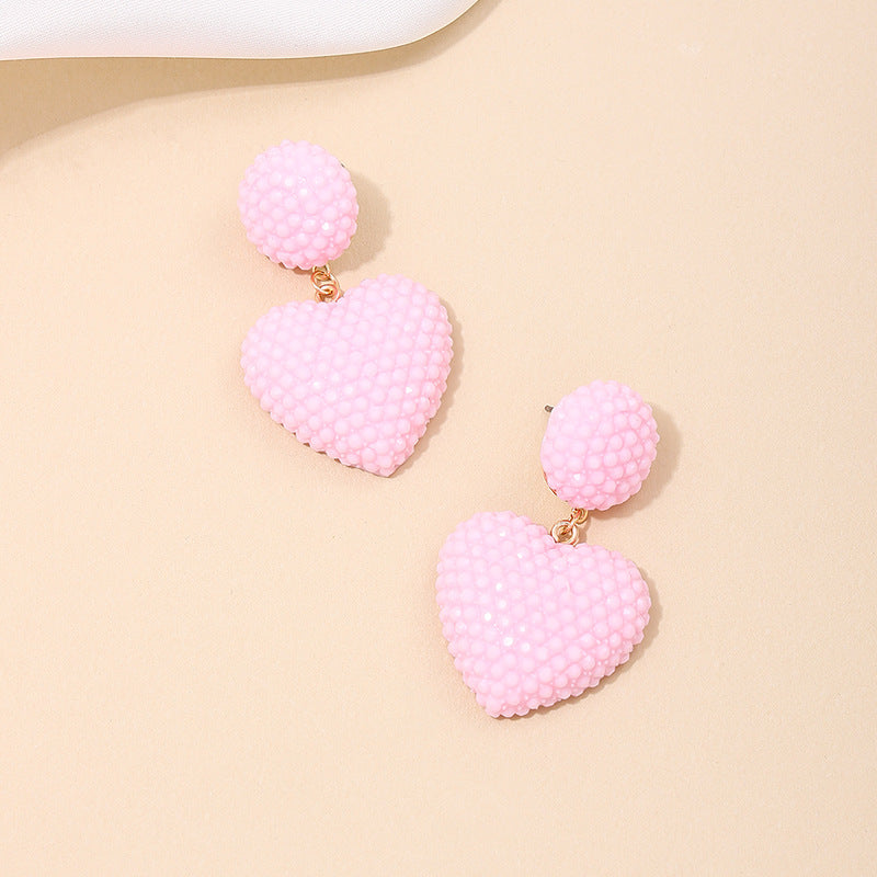 Pink Love Heart Resin Earrings - Vienna Verve Collection