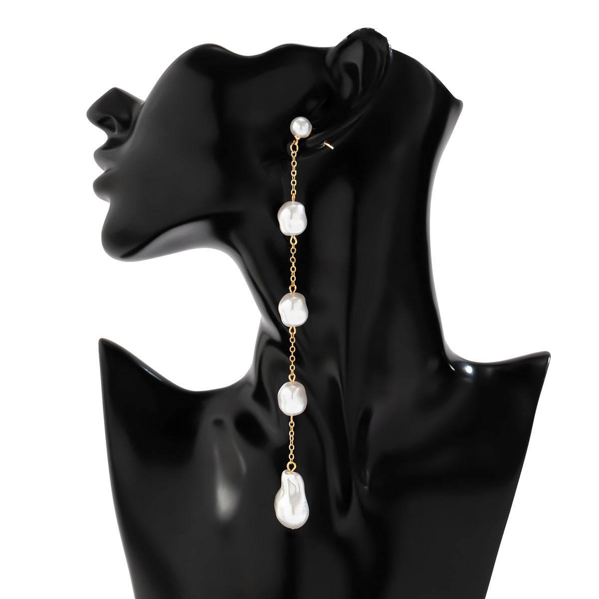 Cold Wind Tassel Earrings with Imitation Pearl Studs