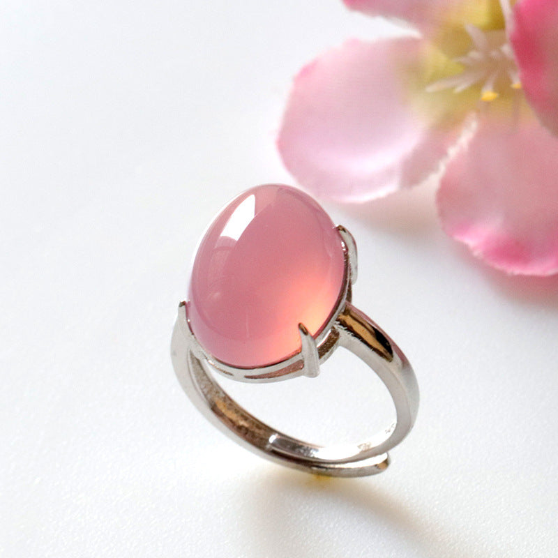 Pink Chalcedony Oval Ring