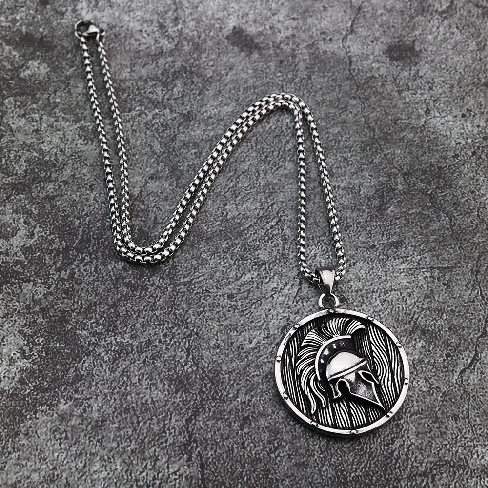 Pendant Personality Spartan Mask Shield Fashion Men's Pendant Stainless Steel Jewelry