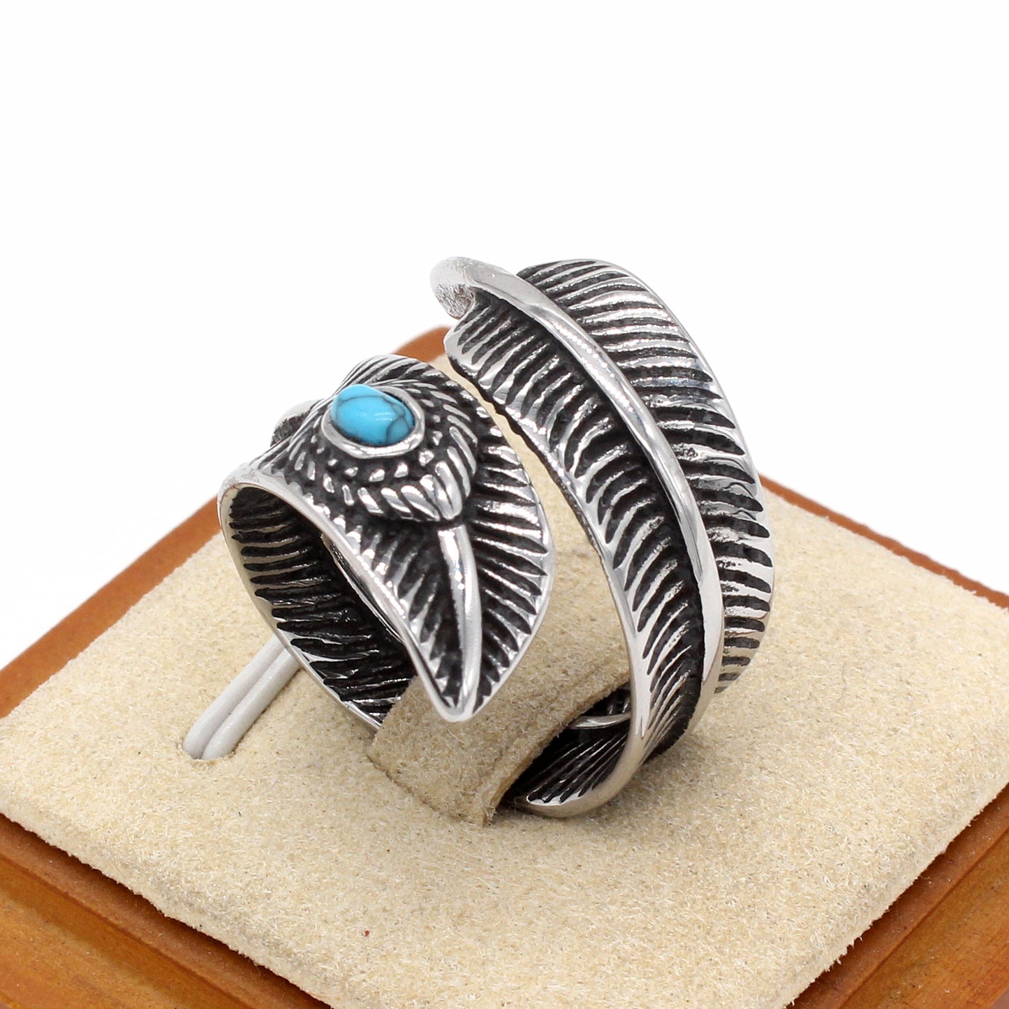 Planderful Jewelry Turquoise Mens Ring Stainless Steel