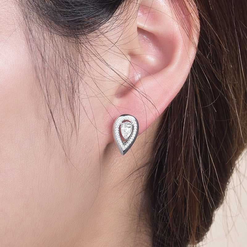 Planderful Moissanite Earrings Halo Pear Drop Stud For Her