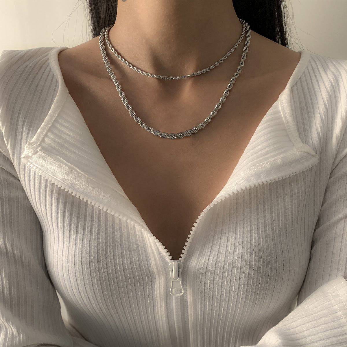 Planderful Vienna Verve Twist Chain Geometric Necklace For Women Mixed Metal Hip Hop Style Statement
