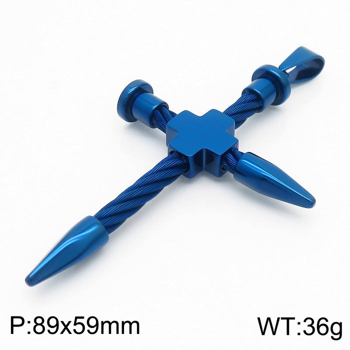 Titanium Steel Cross Pendant for Men - Hip-Hop Style Stainless Steel Jewelry