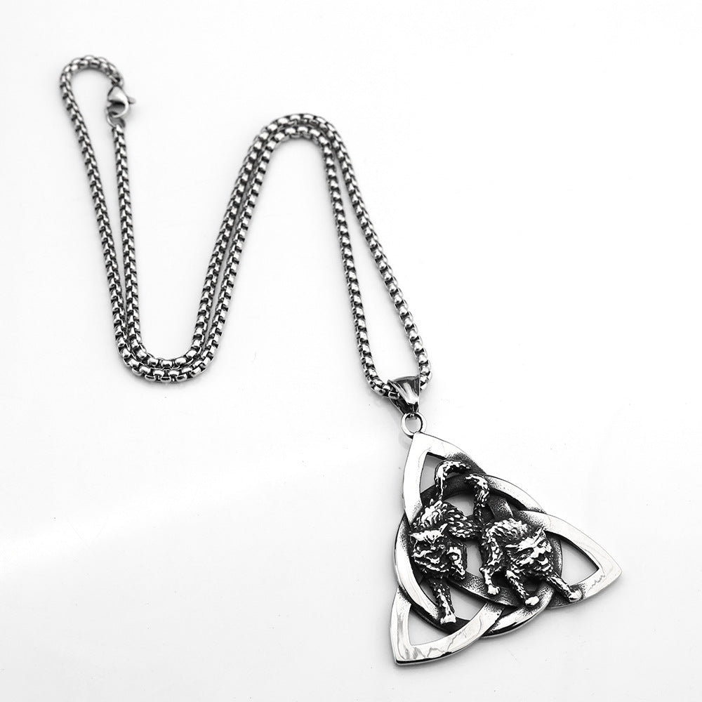 European And American Retro Men's Pendant Viking Wolf Celtic Knot