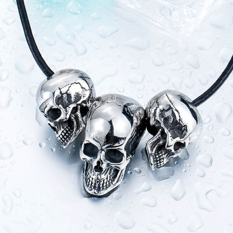 Rebel Spirit Men's Skull Pendant - Customizable Stainless Steel Punk Jewelry