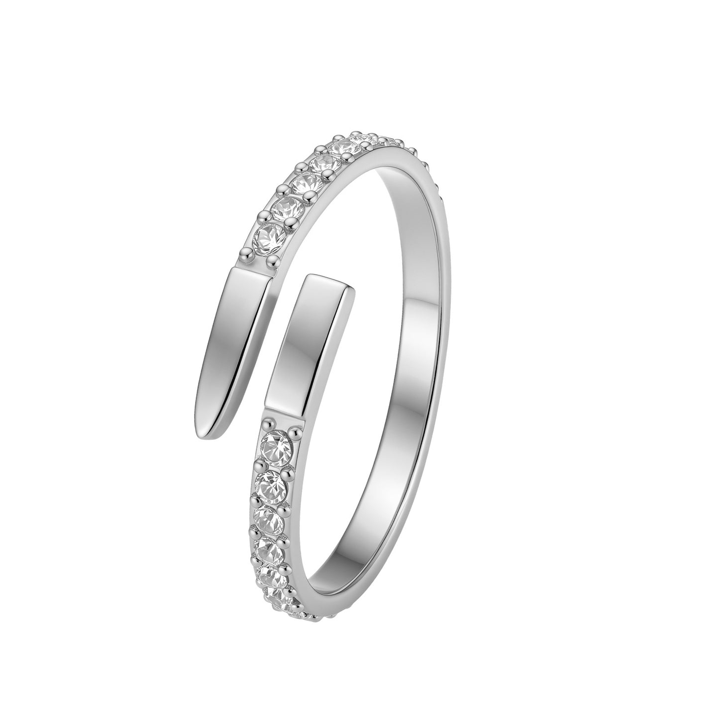 Planderful Zircon Stainless Steel Open Adjustable Ring For Women Unisex Luxury Jewelry