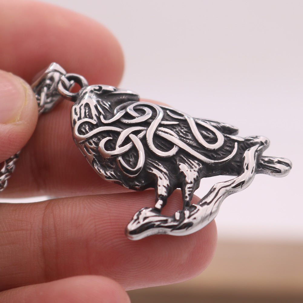 Viking Inspired Titanium Steel Pendant Necklace for Men from Planderful Collection