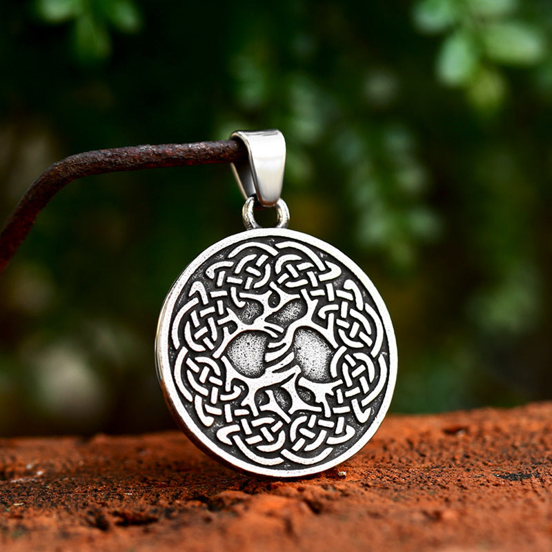 Celtic Knot Viking Ship Pendant in Titanium Steel - Retro Tree of Life Men's Ornament