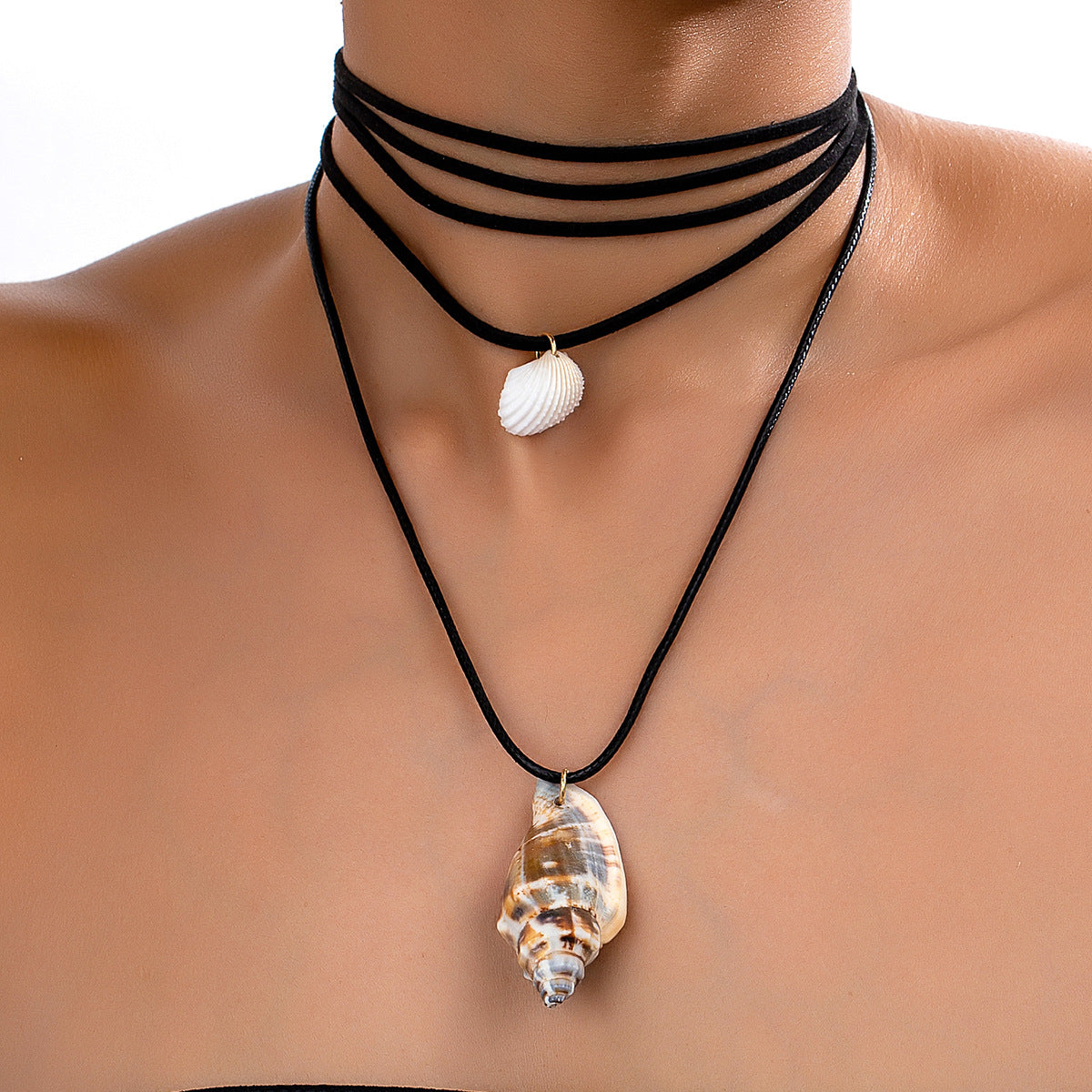 Planderful Vienna Verve Conch Necklace Set – Retro Hip-Hop Punk Style