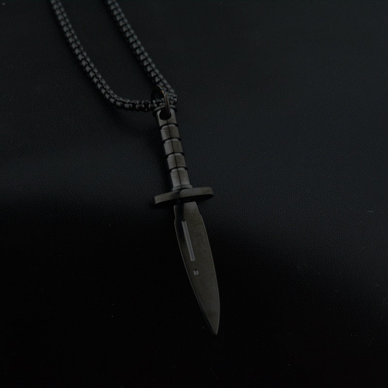 Planderful Dagger Pendant Necklace Stainless Steel Personalized For Men Edgy Punk Retro Jewelry