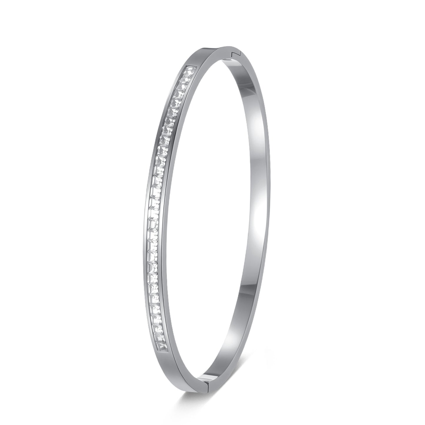 Planderful Everyday Genie Zircon Inlaid Titanium Steel Bracelet For Women With Spring Clasp Vintage