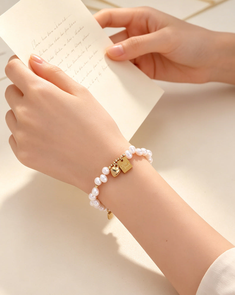 Freshwater Pearl Heart Bracelet