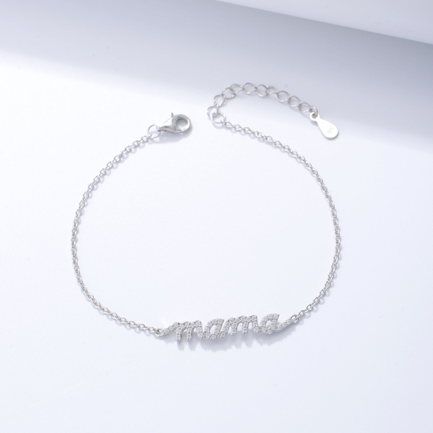 S925 Sterling Silver Zircon Letter Mama Bracelet Micro-Inlaid Zircon Mother'S Day