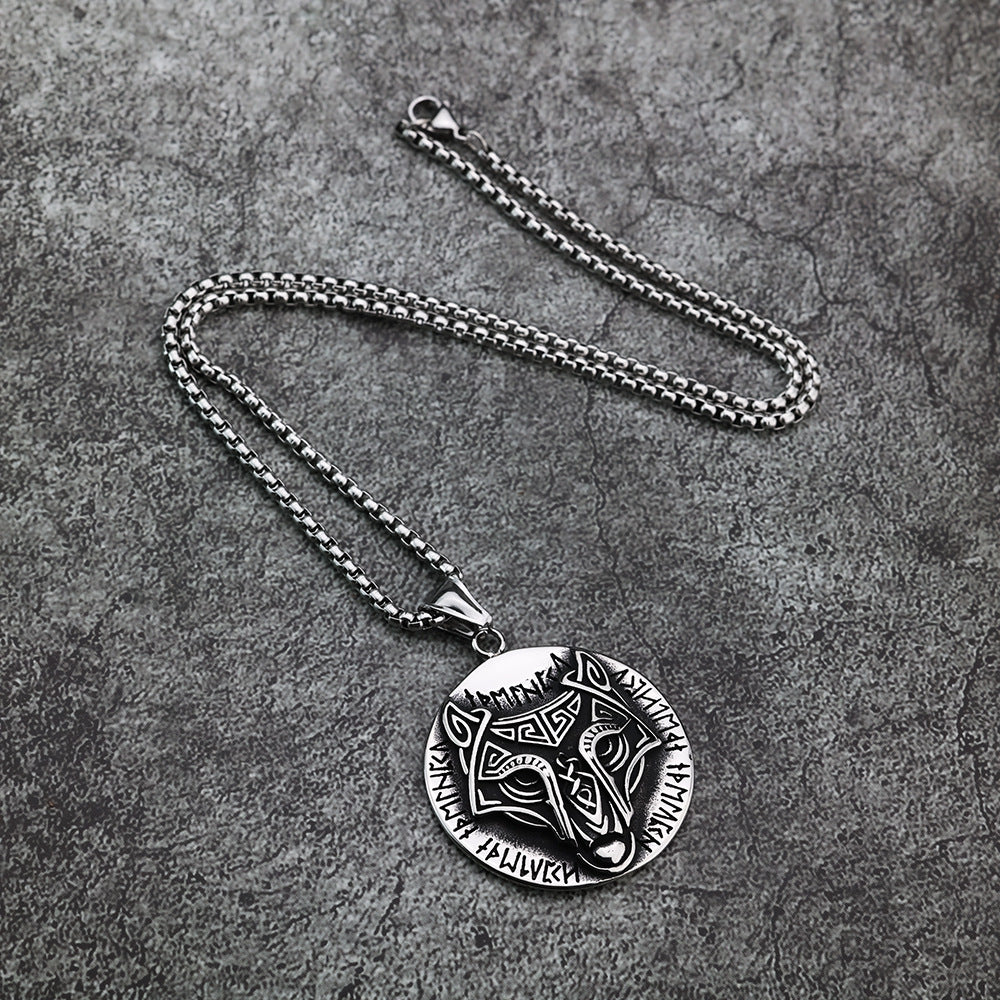 Nordic Viking Pendant Celtic Wolf Rune Men's Necklace Jewelry